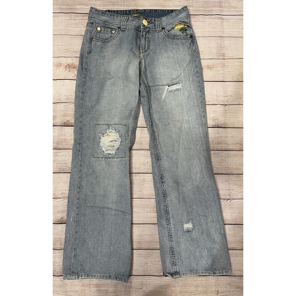 JESSICA SIMPSON WIDE LEG WOMENS JEANS DISTRESSED Size Medium